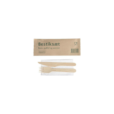 Cutlery set wood with napkin 400/pc