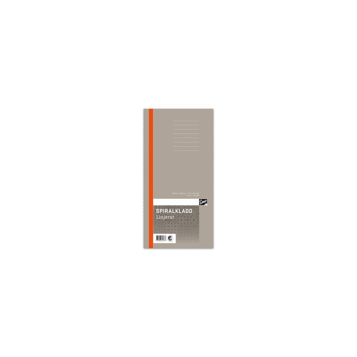 Spiral notebook 147x297mm 70g 96 sheets line