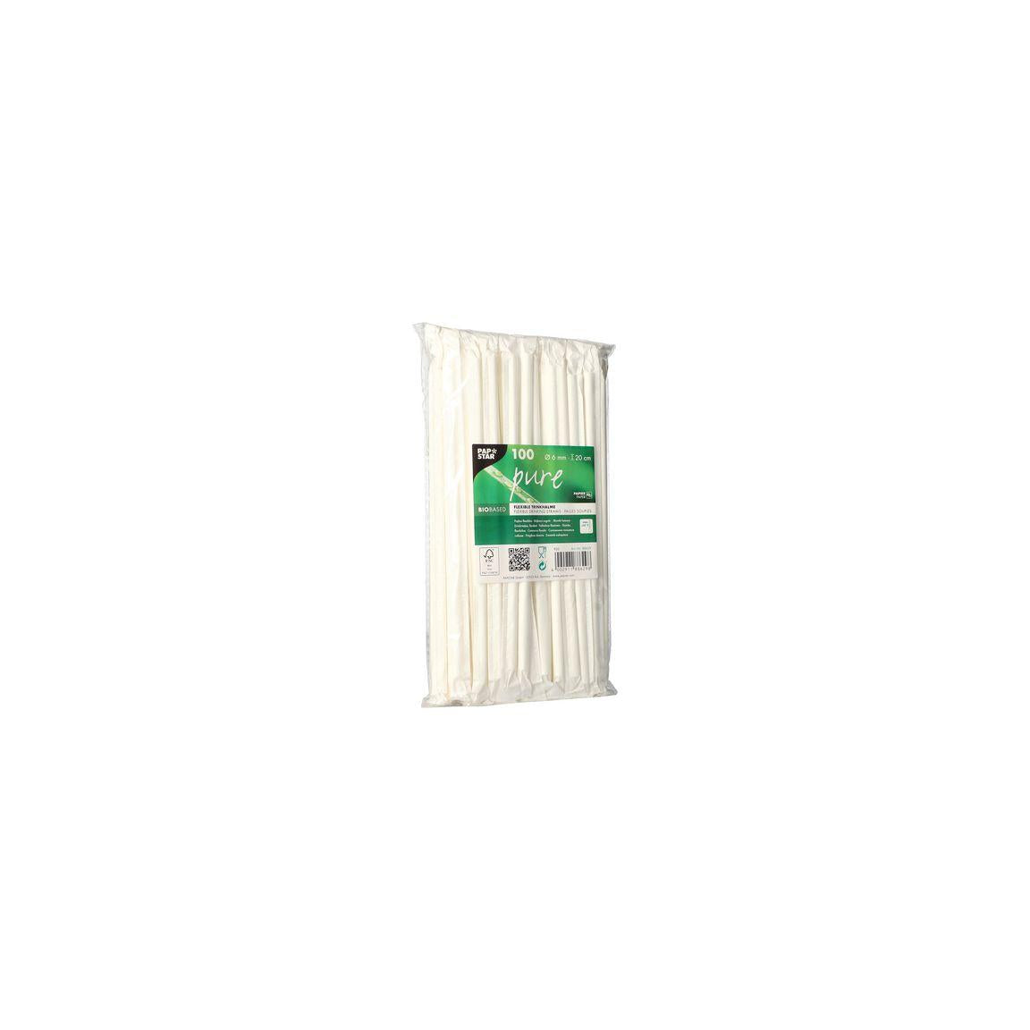 Straws PURE cardboard bendable 6mmx20cm 100/pc