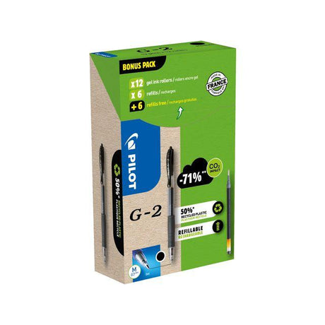 Gel pen PILOT G2 Greenp. black 12+12/pc