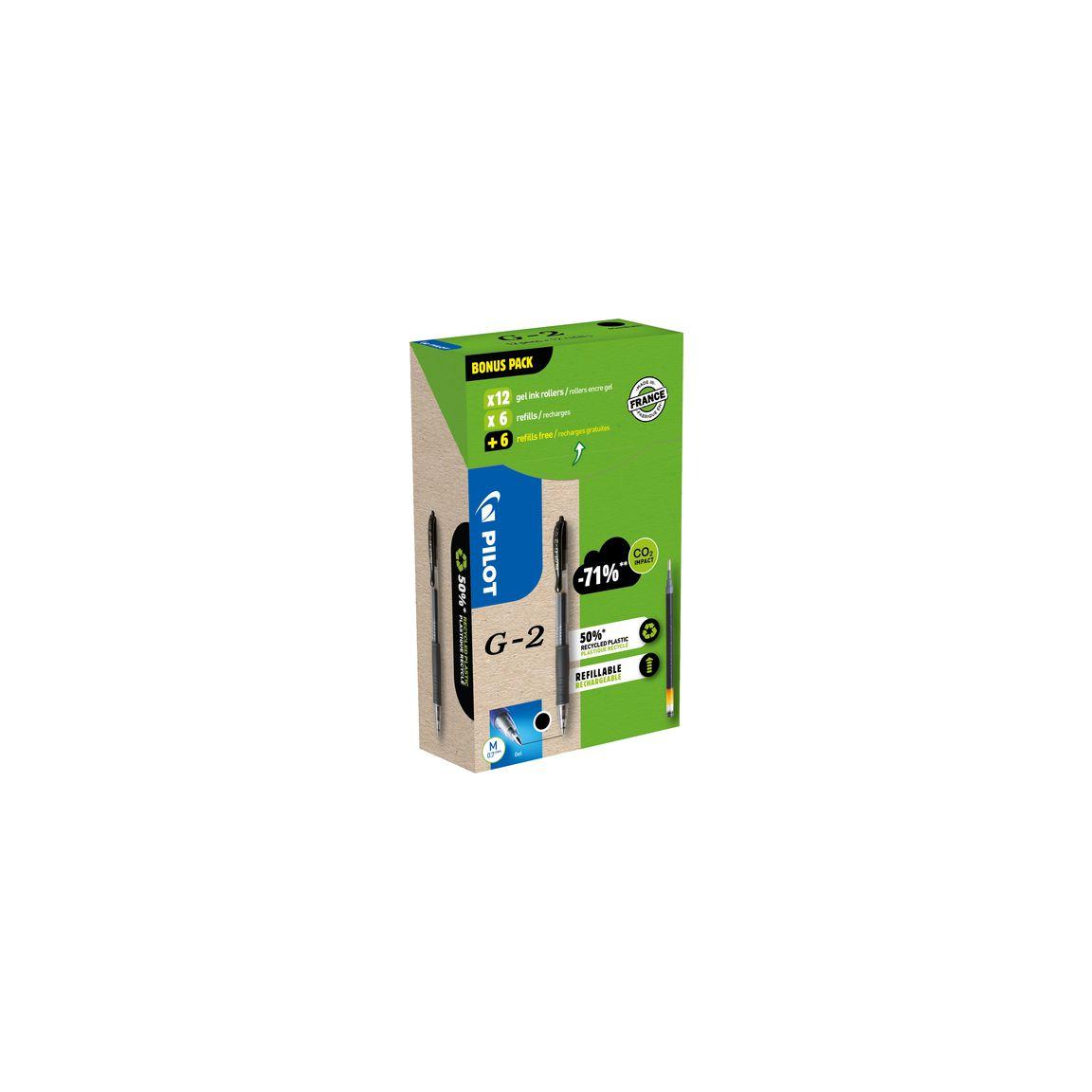Gel pen PILOT G2 Greenp. black 12+12/pc