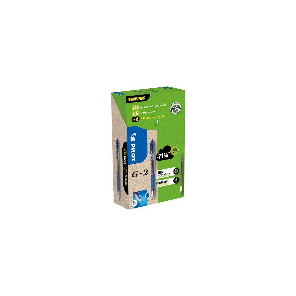 Gel pen PILOT G2 Greenp. blue 12+12/pack