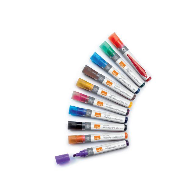 Whiteboard pen NOBO Liq round mix 10/pack