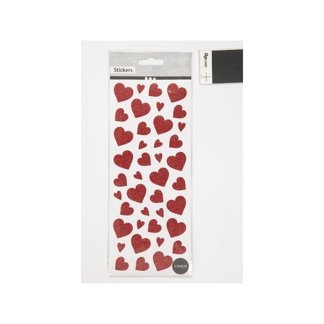 Glitter stickers red hearts 84/pc