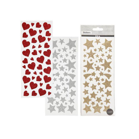 Glitter stickers hearts stars 556/pc