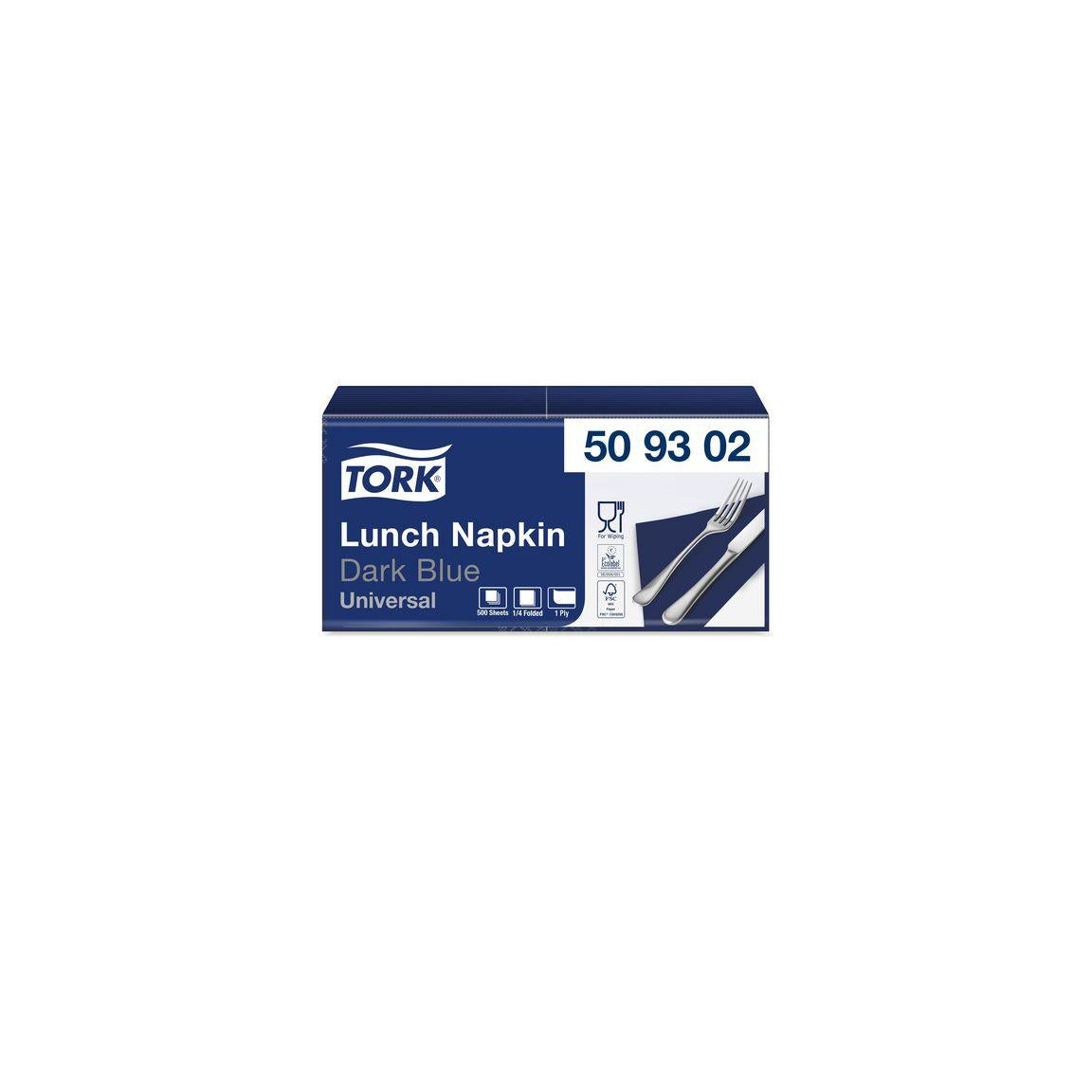 Napkin TORK 1/4-weight 1-ply w.blue 500/pack