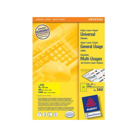 Label AVERY yellow 70x37mm 2400/pc