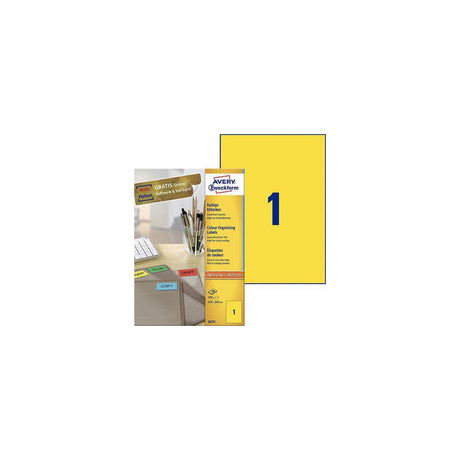 Label AVERY neon yellow 210x297mm 100/pc