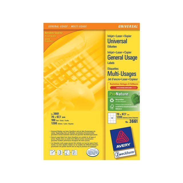 Label AVERY Ultragri 70x67,7mm 1200/fp