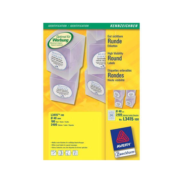 Label AVERY round 40mm 2400/pc
