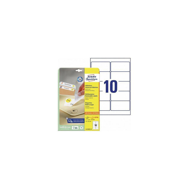 Label AVERY removable 96x50,8mm 240/pc