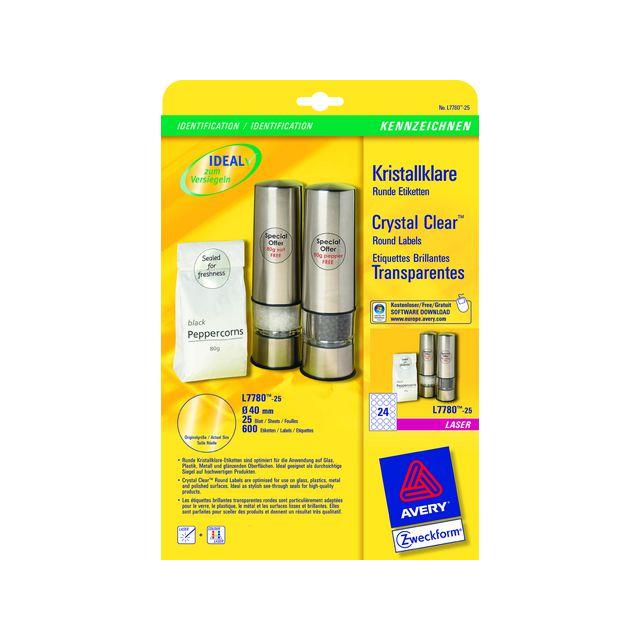 Label AVERY Ø40mm transparent 600/pc