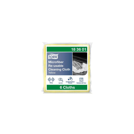 Microfibre cloth TORK 30,5x30,5cm yellow 6/pc