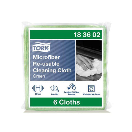 Microfibre cloth TORK 30,5x30,5cm green 6/pc