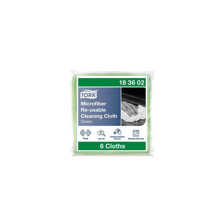 Microfibre cloth TORK 30,5x30,5cm green 6/pc