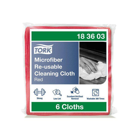 Microfibre cloth TORK 30,5x30,5cm red 6/pack