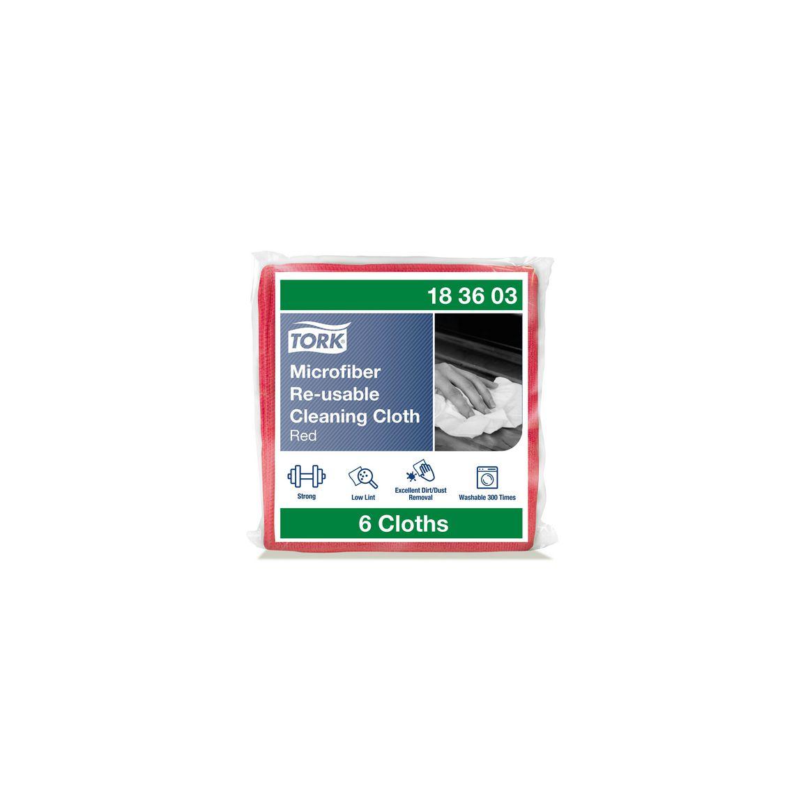 Microfibre cloth TORK 30,5x30,5cm red 6/pack
