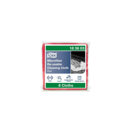 Microfibre cloth TORK 30,5x30,5cm red 6/pack