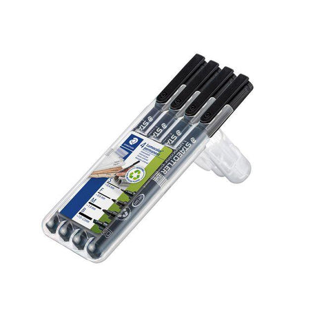 Universal pen LUMOCOLOR black 4/pack