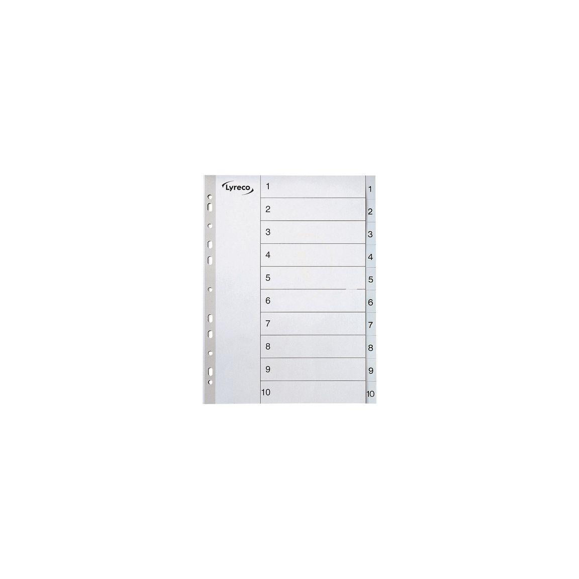 Plastic register LYRECO A4 PP 1-10 grey