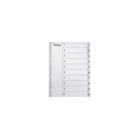 Plastic register LYRECO A4 PP 1-10 grey