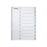 Plastic register LYRECO A4 PP 1-10 grey