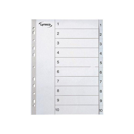 Plastic register LYRECO A4 PP 1-10 grey