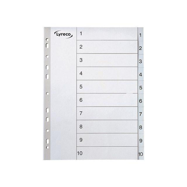 Plastic register LYRECO A4 PP 1-10 grey