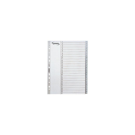 Plastic register LYRECO A4 PP 1-31 grey