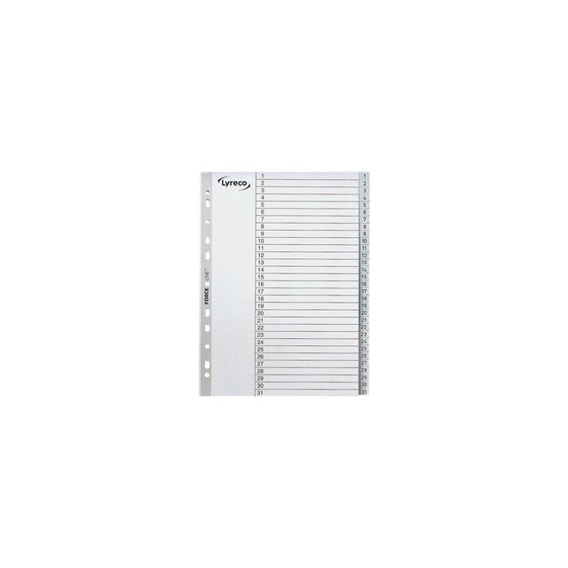 Plastic register LYRECO A4 PP 1-31 grey