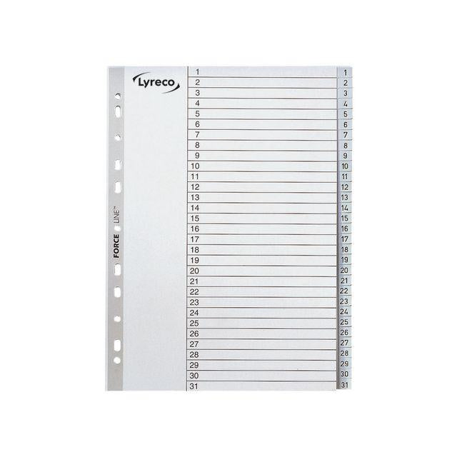 Plastic register LYRECO A4 PP 1-31 grey