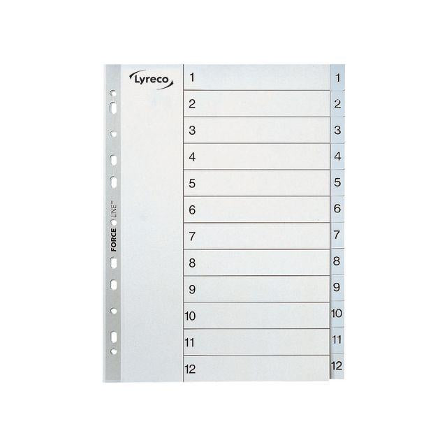 Plastic register LYRECO A4 PP 1-12 grey