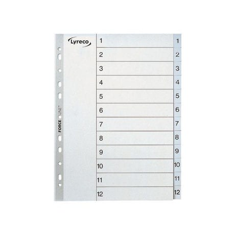 Plastic register LYRECO A4 PP 1-12 grey