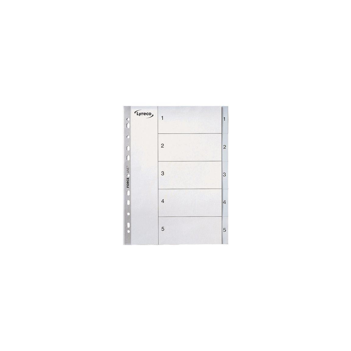 Plastic register LYRECO A4 PP 1-5 grey