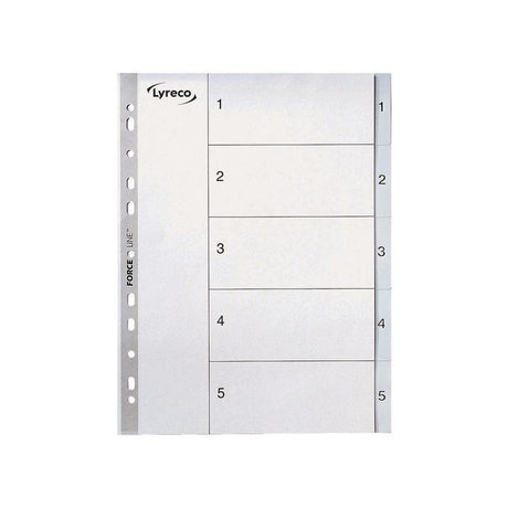 Plastic register LYRECO A4 PP 1-5 grey