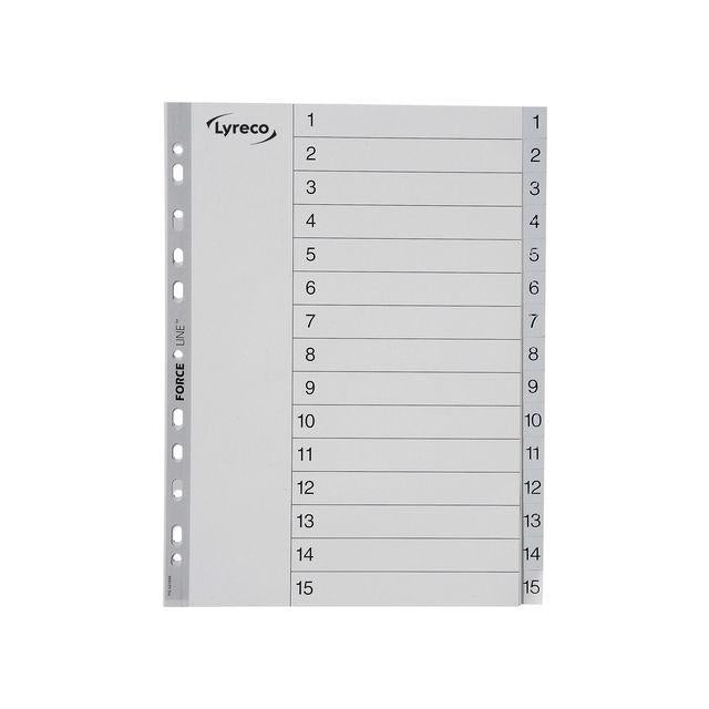 Plastic register LYRECO A4 PP 1-15 grey