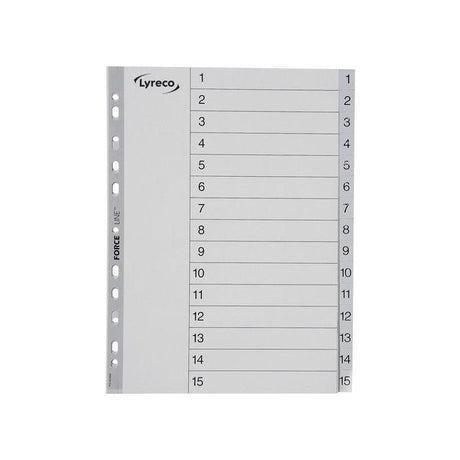 Plastic register LYRECO A4 PP 1-15 grey