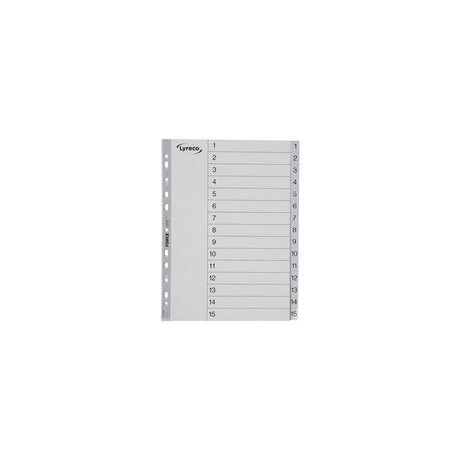 Plastic register LYRECO A4 PP 1-15 grey