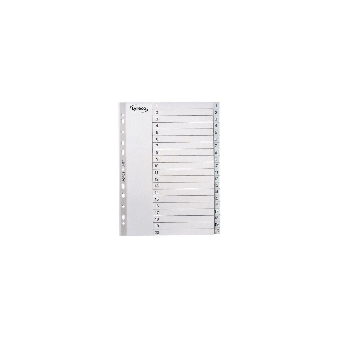 Plastic register LYRECO A4 PP 1-20 grey