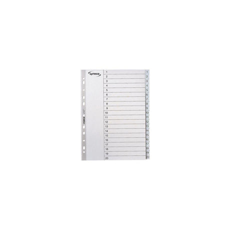 Plastic register LYRECO A4 PP 1-20 grey