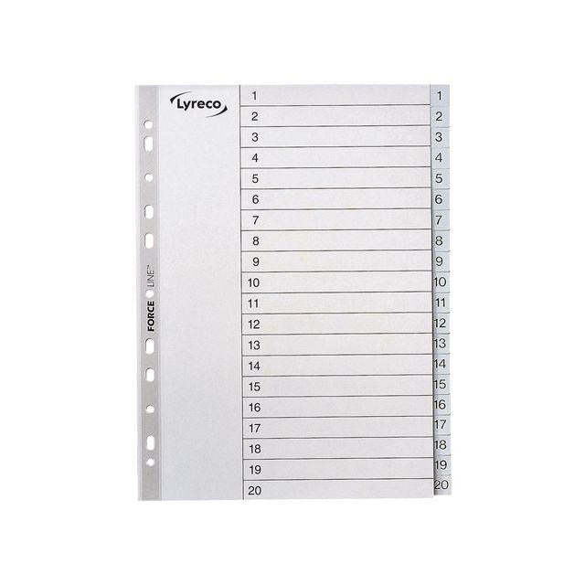 Plastic register LYRECO A4 PP 1-20 grey