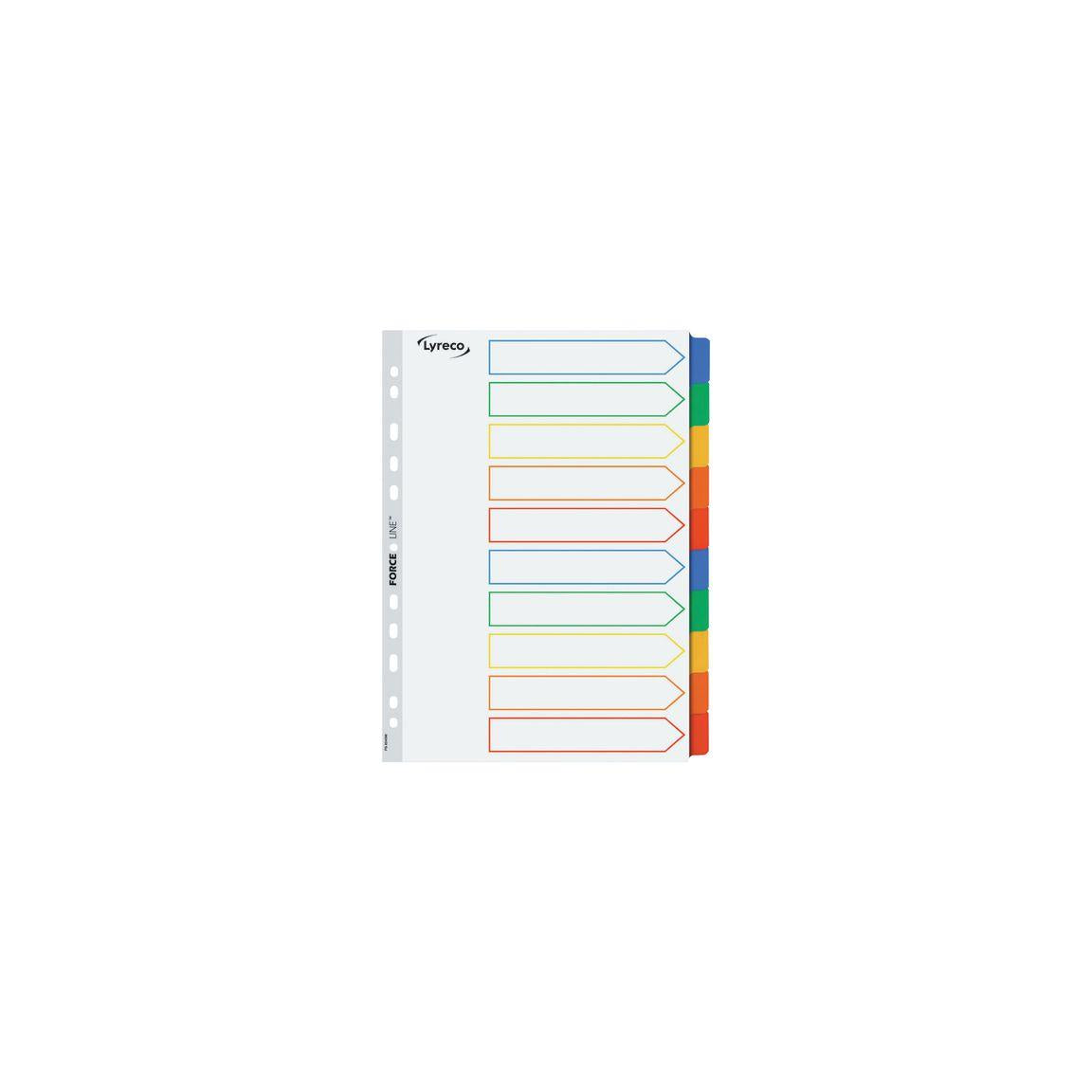 Cardboard index LYRECO A4 10 tab colours