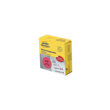 Label AVERY unhappy smiley red 250/pack