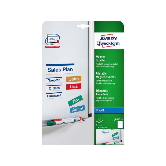 Label AVERY magnetic sign A4 white 5/pc