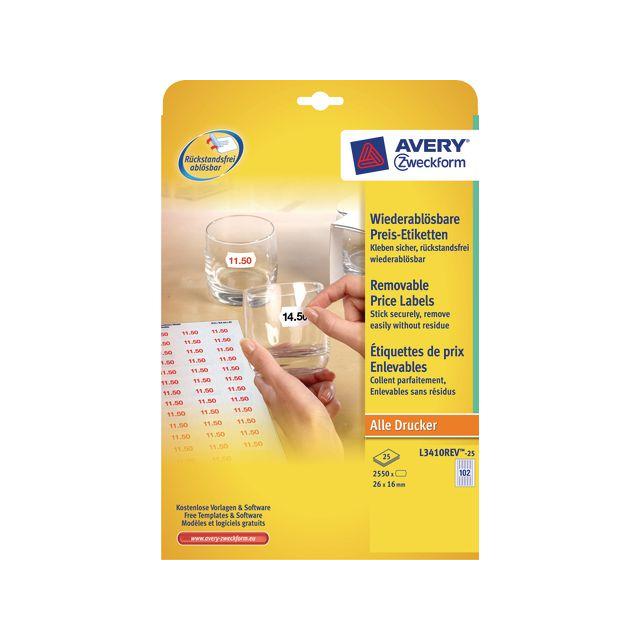 Label AVERY price prin 26x16mm 2550/FP