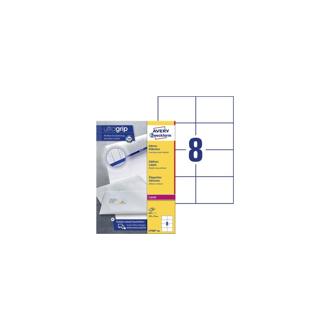 Label AVERY Laser 105x74mm 800/fp