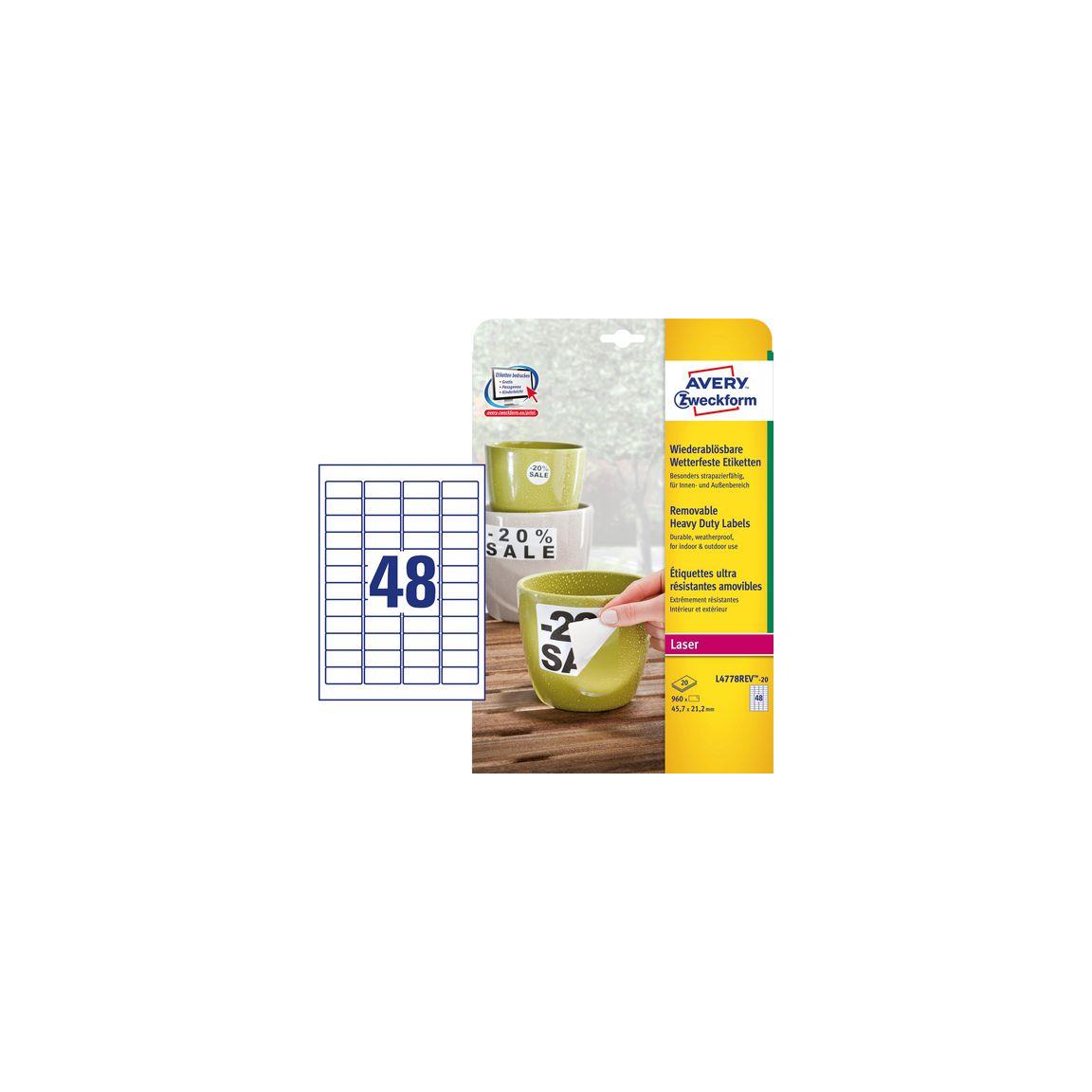 Label AVERY H-duty 45,7x21,2mm 960/fp
