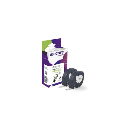Tape WECARE Plastic 12mmx4m Black on White 2/pack