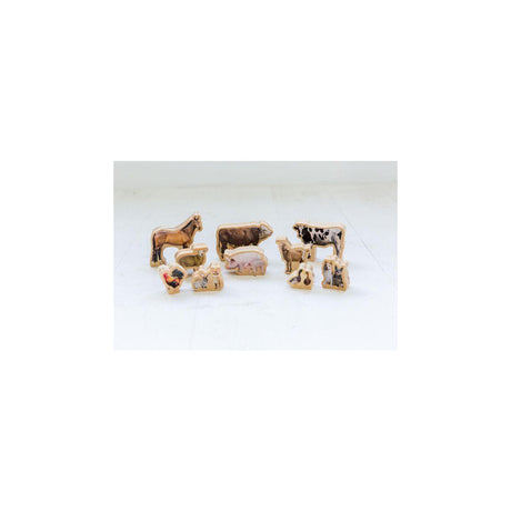 Wooden farm animals 10/pack