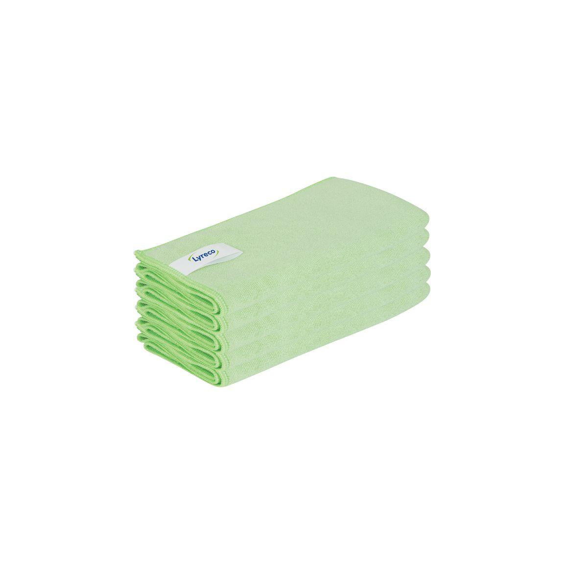 Microfibre cloth LYRECO P 53x70cm green 5/pack